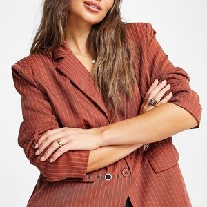 Lola May pinstriped blazer in Rust
